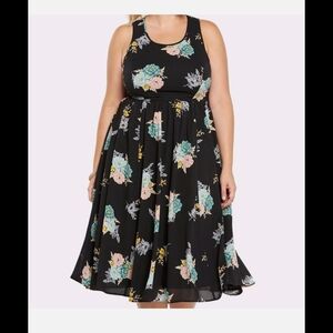 Torrid Black Georgette Midi Dress Floral Print 26/4